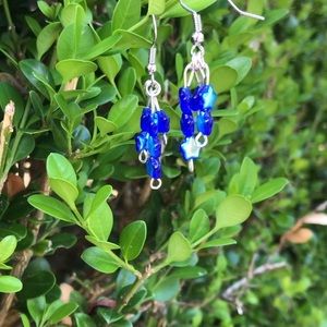3 strand blue star earrings